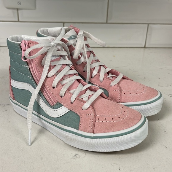 Vans Sk8-Hi Reissue Side Zip Kids 2 Tone Pink Sneakers Canvas Size 2 - Picture 8 of 17